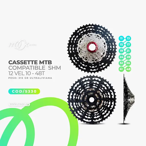Cassete Mtb (Pacha) Ultraliviana Compatible Sh 10-48t