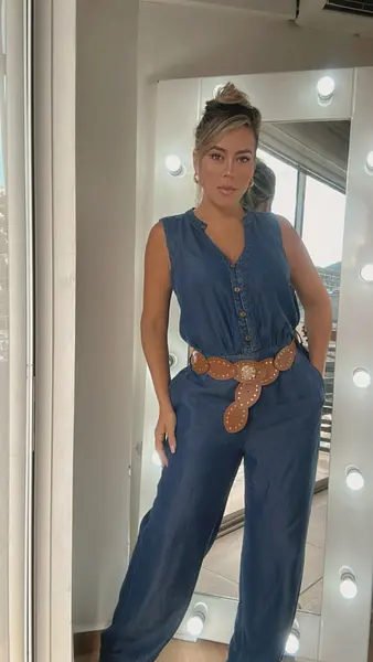 Enterizo Largo En Jean Con Cinturón