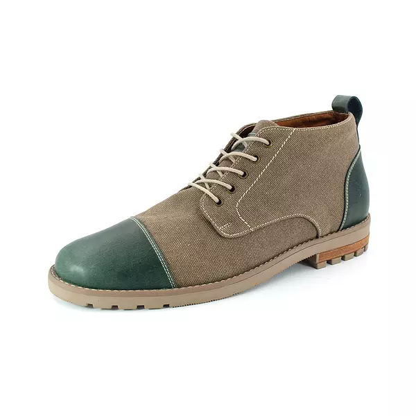 Botin Ingles Lona y Cuero Verde