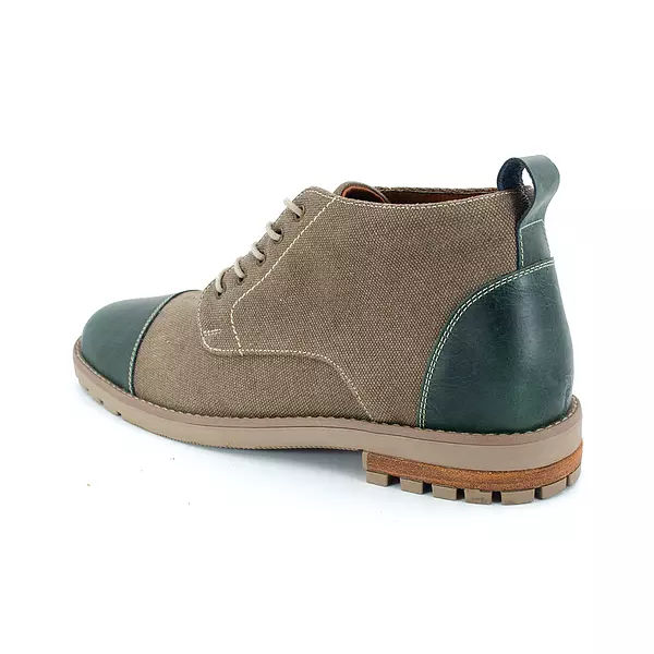Botin Ingles Lona y Cuero Verde