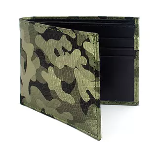 Billetera de Cuero Camuflada Brillante con Negro