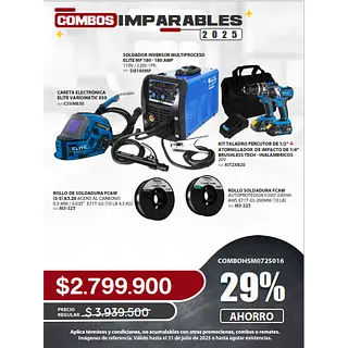 Soldador + Careta + Kit Taladro + Rollo De Soldadura