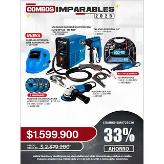 Soldador + Careta + Taladro + Pulidora + Kit Mototool