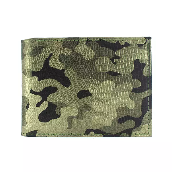 Billetera de Cuero Camuflada con Rojo