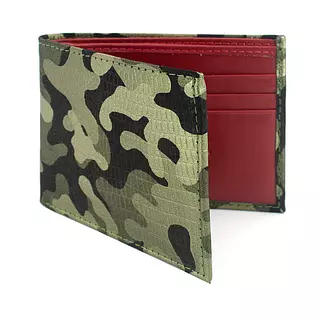 Billetera de Cuero Camuflada con Rojo