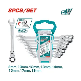 Llaves Mixta Con Ratchet Escualizable 8-19mm - 8pcs Total