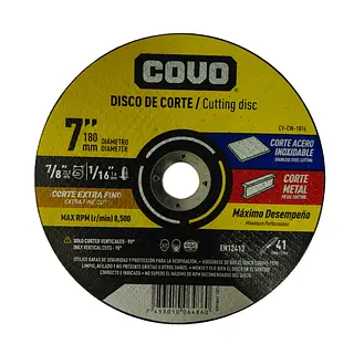 Disco De Corte Extra Fino Covo 7" (180mm) Para Metal Y Acero