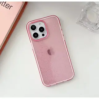 Case Escarcha Rosado Borde Blanco Iphone 13