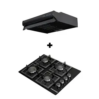 Combo Estufa Vidrio Sq6759+Campana60c Neg Challenger Cx4200