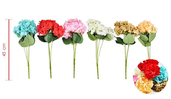 Ramo De Flores Hortensia Arificial Pequeña