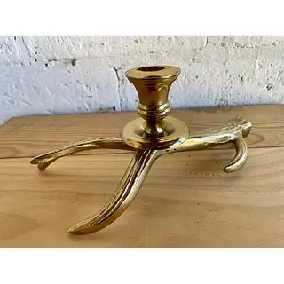 Candelabro Metálico Dorado Cacho De Venado