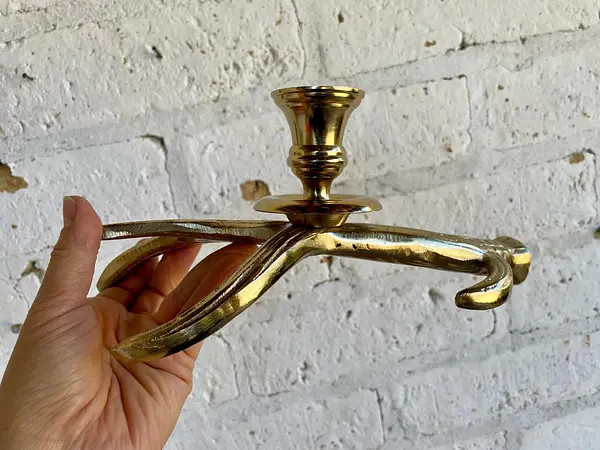 Candelabro Metálico Dorado Cacho De Venado