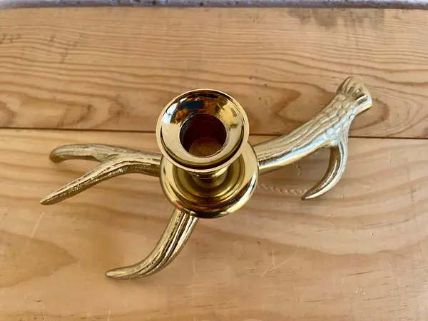 Candelabro Metálico Dorado Cacho De Venado