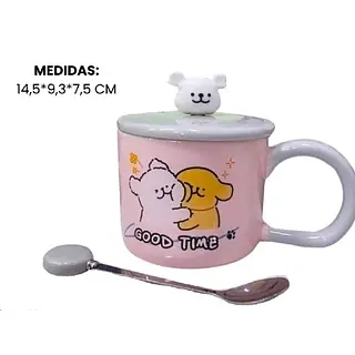 Pocillo Con Tapa Y Cuchara Incluida