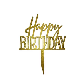 Topper Decorativo De Happy Birthday Cursiva