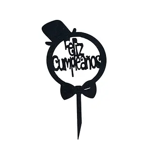 Topper Decorativo De Feliz Cumpleaños Circular Con Sombrero