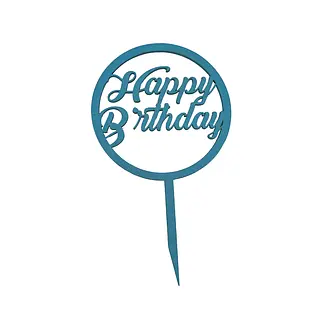 Topper Decorativo Happy Birthday Cursivo En Circulo