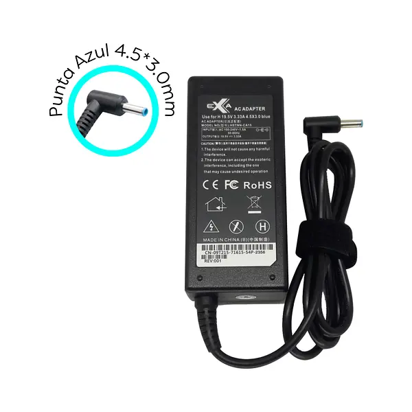 Cargador Para Hp 19,5v 3,33a Punta Azul 4,5 * 3,0 Mm