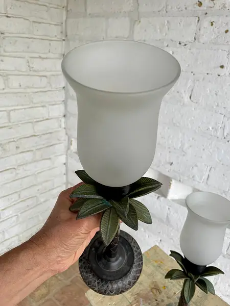 Candelabros X 2 Palmeras Con Brisero - India 1970