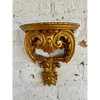 Repisa Madera Tallada Y Dorada - Italia 1970
