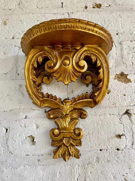 Repisa Madera Tallada Y Dorada - Italia 1970