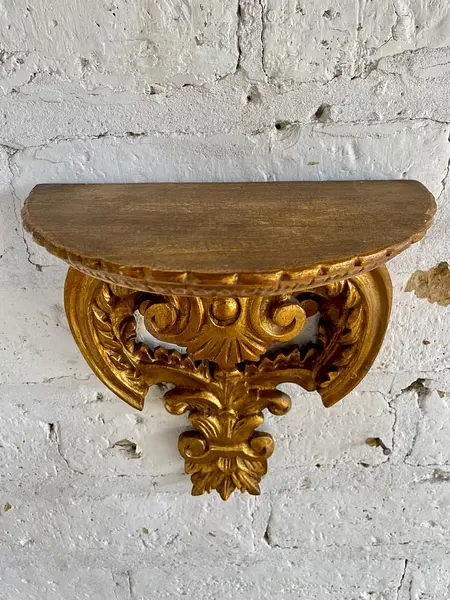 Repisa Madera Tallada Y Dorada - Italia 1970