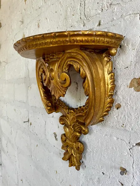 Repisa Madera Tallada Y Dorada - Italia 1970