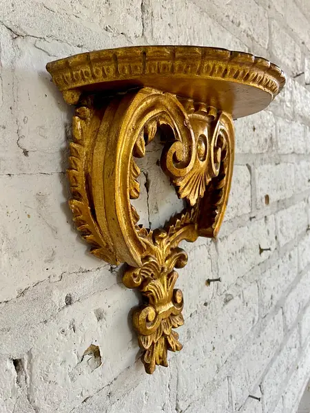 Repisa Madera Tallada Y Dorada - Italia 1970