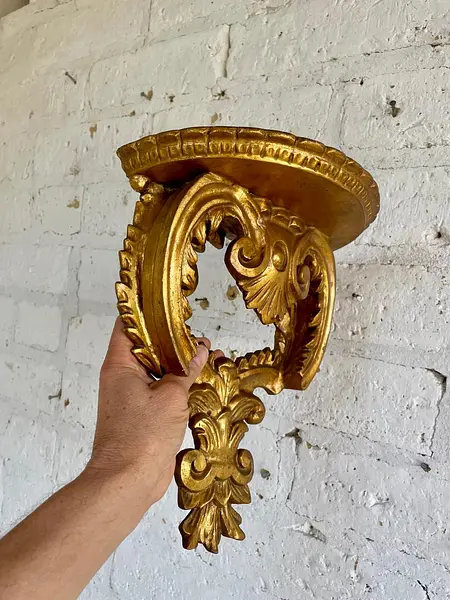 Repisa Madera Tallada Y Dorada - Italia 1970