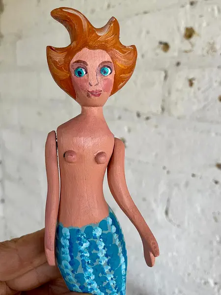 Sirena Artesanal Tallada En Madera