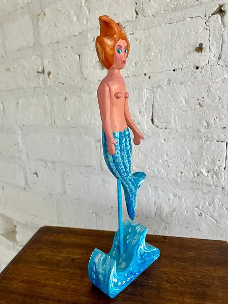 Sirena Artesanal Tallada En Madera
