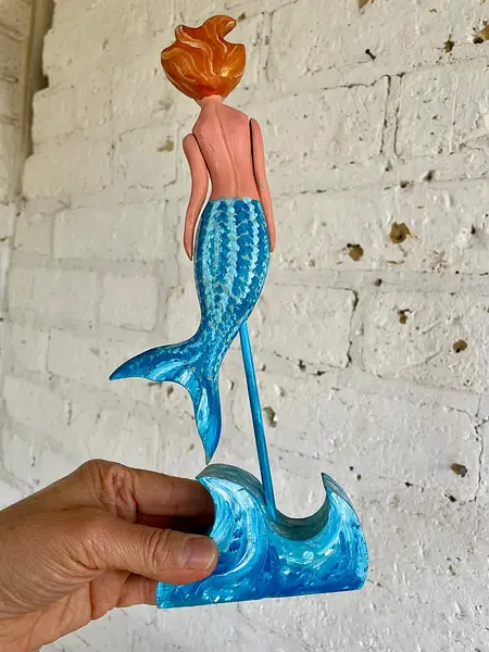 Sirena Artesanal Tallada En Madera