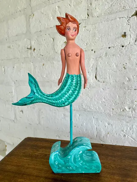 Sirena Artesanal Tallada En Madera