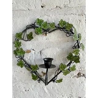 Candelabro Corazón Metálico De Hojas De Hiedra
