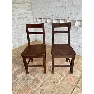 Pareja De Butacas En Madera Maciza - Colombia 1980