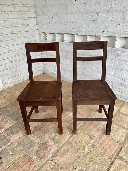 Pareja De Butacas En Madera Maciza - Colombia 1980