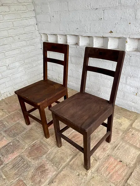 Pareja De Butacas En Madera Maciza - Colombia 1980