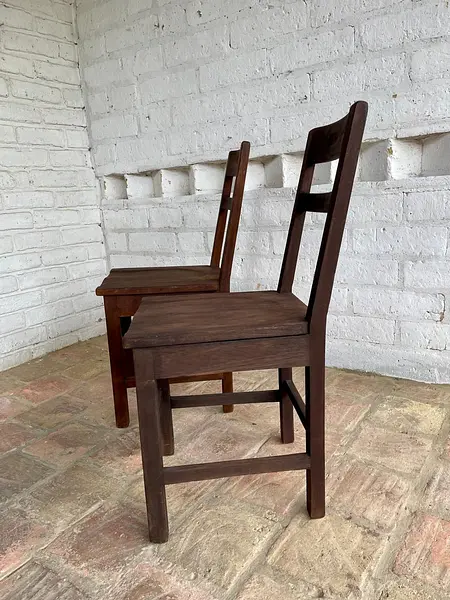 Pareja De Butacas En Madera Maciza - Colombia 1980