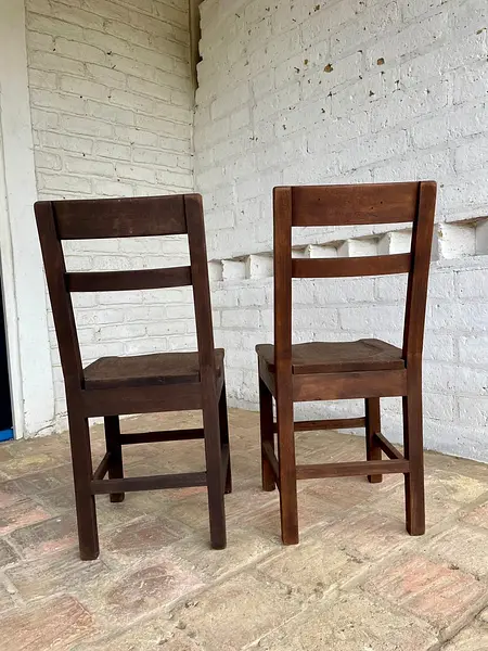 Pareja De Butacas En Madera Maciza - Colombia 1980