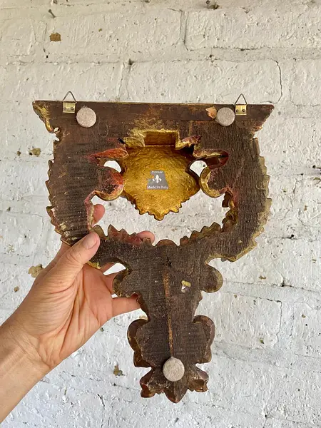 Repisa Madera Tallada Y Dorada - Italia 1970