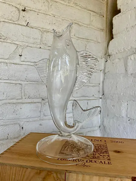 Jarrón De Vidrio Artesanal Con Forma De Pescado