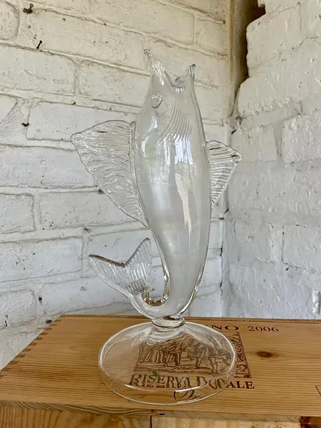 Jarrón De Vidrio Artesanal Con Forma De Pescado
