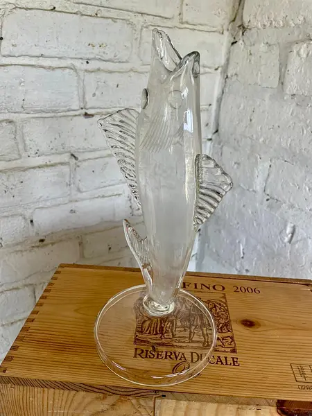 Jarrón De Vidrio Artesanal Con Forma De Pescado