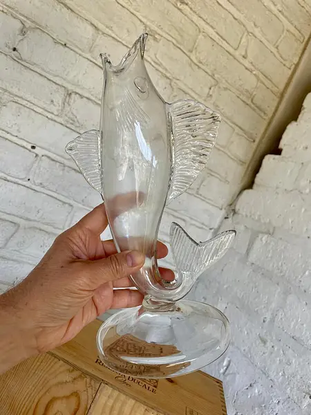 Jarrón De Vidrio Artesanal Con Forma De Pescado