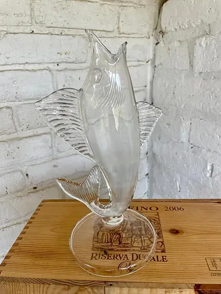 Jarrón De Vidrio Artesanal Con Forma De Pescado