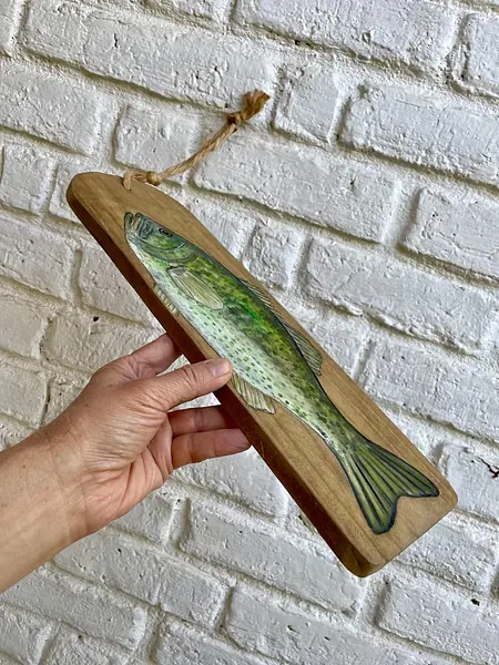 Óleo Sobre Madera Lubina De Florida - U.S.A. 1995