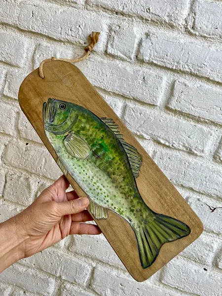 Óleo Sobre Madera Lubina De Florida - U.S.A. 1995