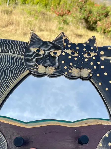 Espejo Y Percha Tallada En Madera - Indonesia 1990