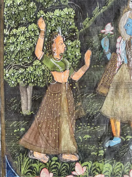 Pintura Pichwai Sobre Seda - India 1950