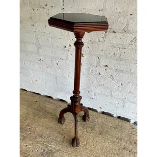 Mesa Columna Madera Tallada Y Granito - Colombia 1960